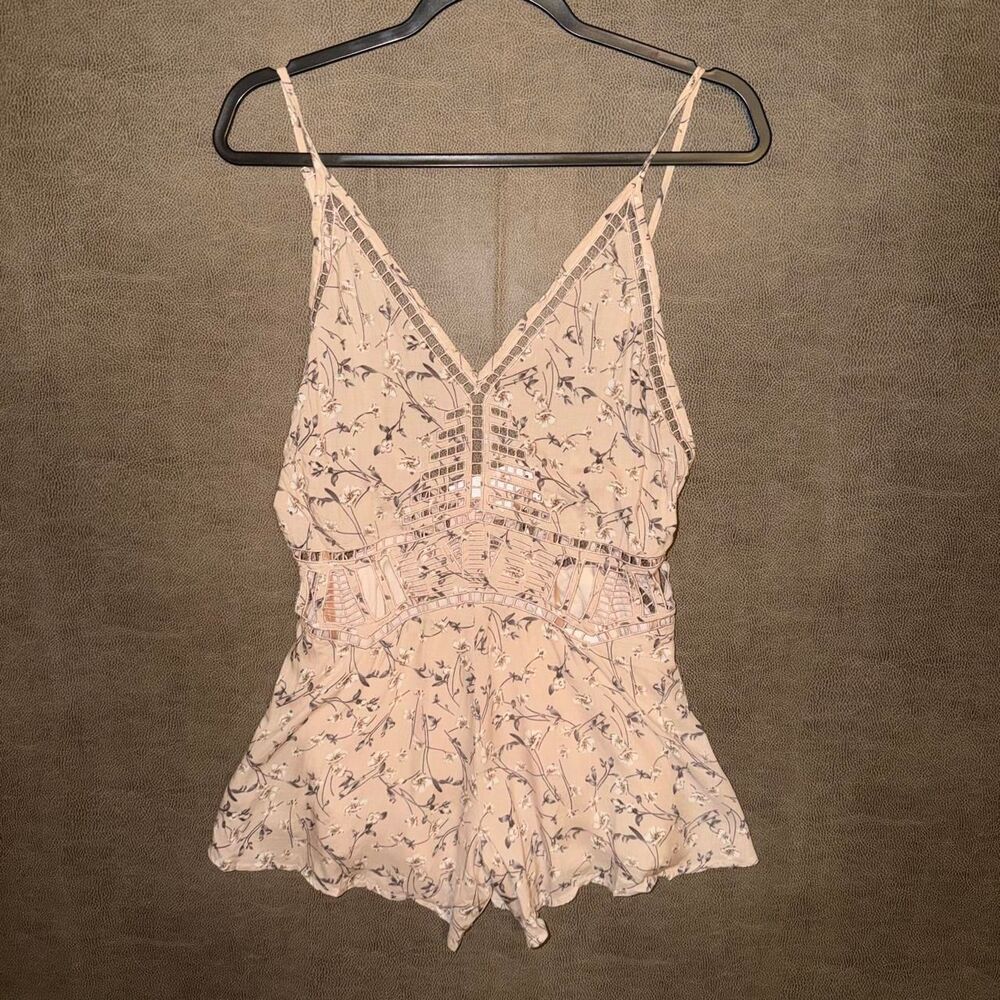Boutique rose & cream floral print romper